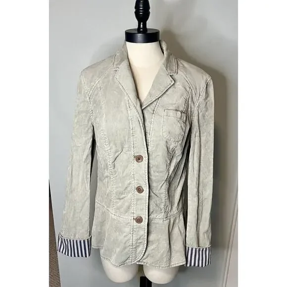 Anthropologie Pilcro & The Letterpress Size 12 Green Corduroy Peplum Jacket - Picture 2 of 11